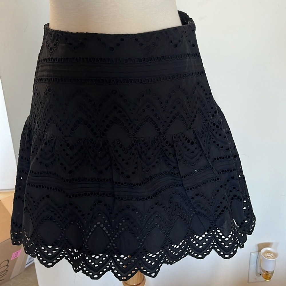 Black Eyelet Mini Skirt